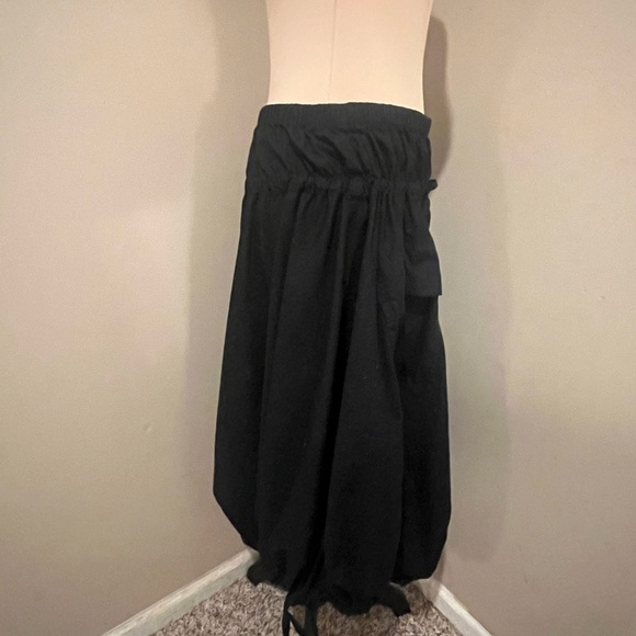 Donna Karan  Black 100% Cotton Shark Bite Hem Bubble Skirt, drawstring, Large - Picture 3 of 10